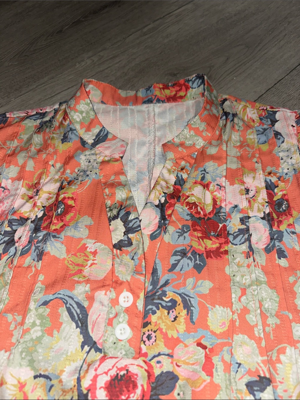 Set of 2 Floral Sleeveless Blouse Duo - Coral & Red tee with buttons size XL - Picture 5 of 11